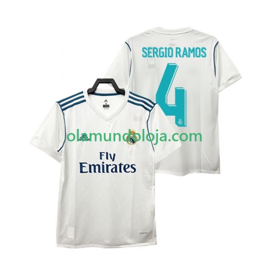 Camisola Real Madrid SERGIO RAMOS 4 2017 2018 Retro Homem Equipamento Primeiro Manga Curta